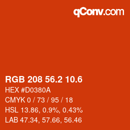 カラーコード: RGB 208 56.2 10.6 | qconv.com