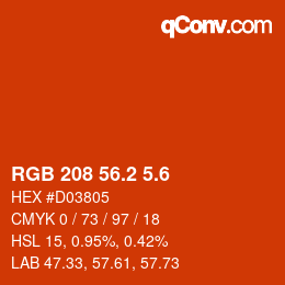カラーコード: RGB 208 56.2 5.6 | qconv.com