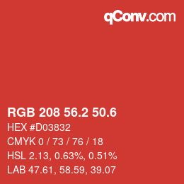 カラーコード: RGB 208 56.2 50.6 | qconv.com