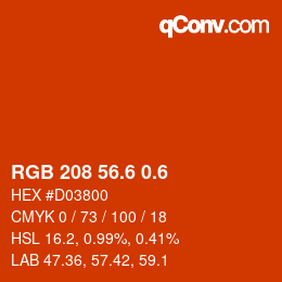 カラーコード: RGB 208 56.6 0.6 | qconv.com