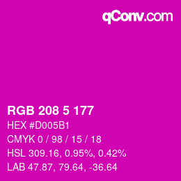Color code: RGB 208 5 177 | qconv.com