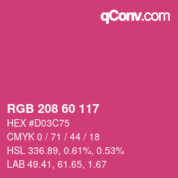 颜色代码: RGB 208 60 117 | qconv.com