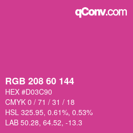 颜色代码: RGB 208 60 144 | qconv.com