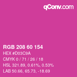 カラーコード: RGB 208 60 154 | qconv.com