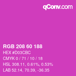 Color code: RGB 208 60 188 | qconv.com
