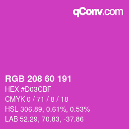 カラーコード: RGB 208 60 191 | qconv.com