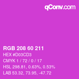 颜色代码: RGB 208 60 211 | qconv.com