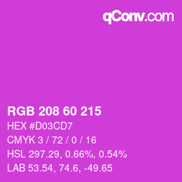 カラーコード: RGB 208 60 215 | qconv.com