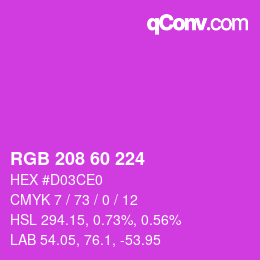 Color code: RGB 208 60 224 | qconv.com