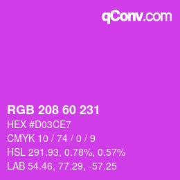 颜色代码: RGB 208 60 231 | qconv.com