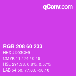 颜色代码: RGB 208 60 233 | qconv.com