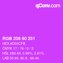 カラーコード: RGB 208 60 251 | qconv.com