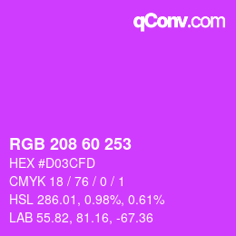 颜色代码: RGB 208 60 253 | qconv.com