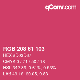 Color code: RGB 208 61 103 | qconv.com