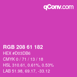颜色代码: RGB 208 61 182 | qconv.com