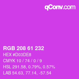 颜色代码: RGB 208 61 232 | qconv.com