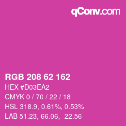 颜色代码: RGB 208 62 162 | qconv.com
