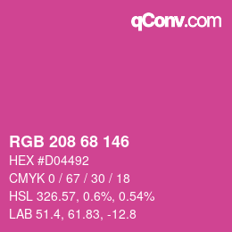 カラーコード: RGB 208 68 146 | qconv.com