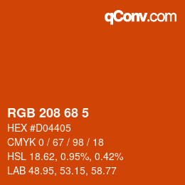 カラーコード: RGB 208 68 5 | qconv.com