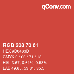 Color code: RGB 208 70 61 | qconv.com