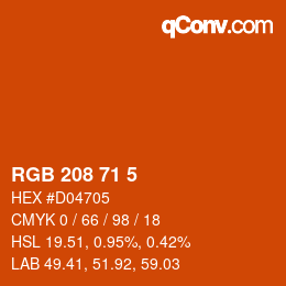 Color code: RGB 208 71 5 | qconv.com