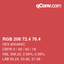 カラーコード: RGB 208 72.4 76.4 | qconv.com
