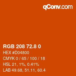 カラーコード: RGB 208 72.8 0 | qconv.com