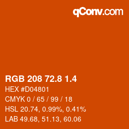 カラーコード: RGB 208 72.8 1.4 | qconv.com