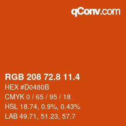 カラーコード: RGB 208 72.8 11.4 | qconv.com