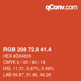 カラーコード: RGB 208 72.8 41.4 | qconv.com