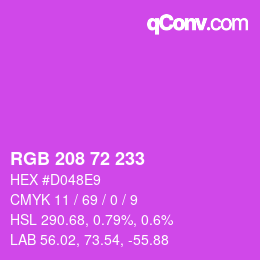 Color code: RGB 208 72 233 | qconv.com