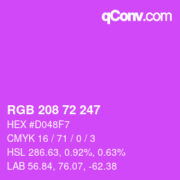 Color code: RGB 208 72 247 | qconv.com