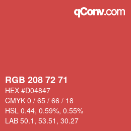 Color code: RGB 208 72 71 | qconv.com
