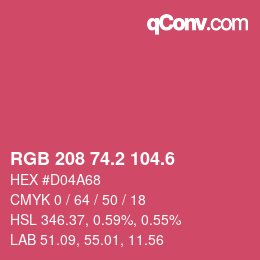 カラーコード: RGB 208 74.2 104.6 | qconv.com