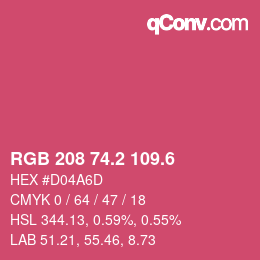 カラーコード: RGB 208 74.2 109.6 | qconv.com