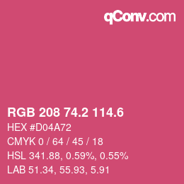 カラーコード: RGB 208 74.2 114.6 | qconv.com