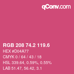 カラーコード: RGB 208 74.2 119.6 | qconv.com