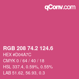 カラーコード: RGB 208 74.2 124.6 | qconv.com