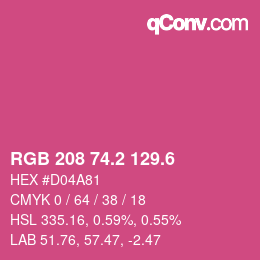 カラーコード: RGB 208 74.2 129.6 | qconv.com