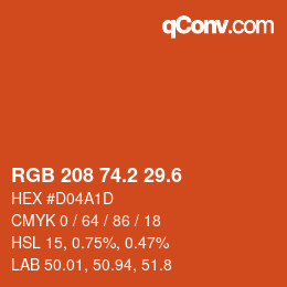 カラーコード: RGB 208 74.2 29.6 | qconv.com