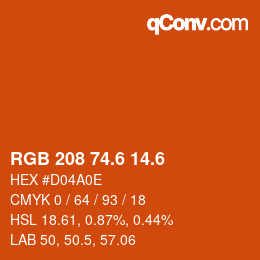 カラーコード: RGB 208 74.6 14.6 | qconv.com