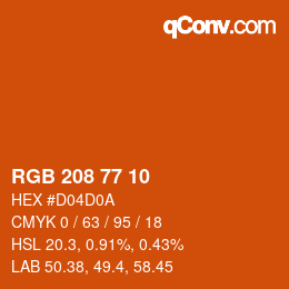 Color code: RGB 208 77 10 | qconv.com