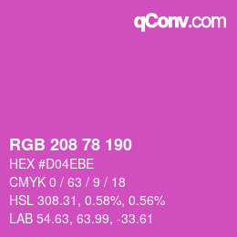 颜色代码: RGB 208 78 190 | qconv.com