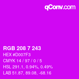 Color code: RGB 208 7 243 | qconv.com