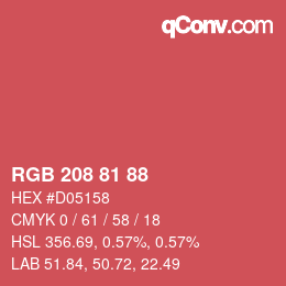 カラーコード: RGB 208 81 88 | qconv.com