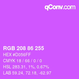 Color code: RGB 208 86 255 | qconv.com
