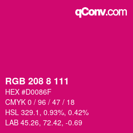 Farbcode: RGB 208 8 111 | qconv.com