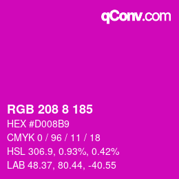 カラーコード: RGB 208 8 185 | qconv.com