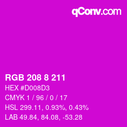 Color code: RGB 208 8 211 | qconv.com