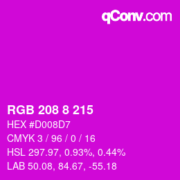 Color code: RGB 208 8 215 | qconv.com